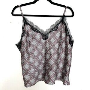 Victoria's Secret Plaid Satin Cami‎ Slip Tank Top Large